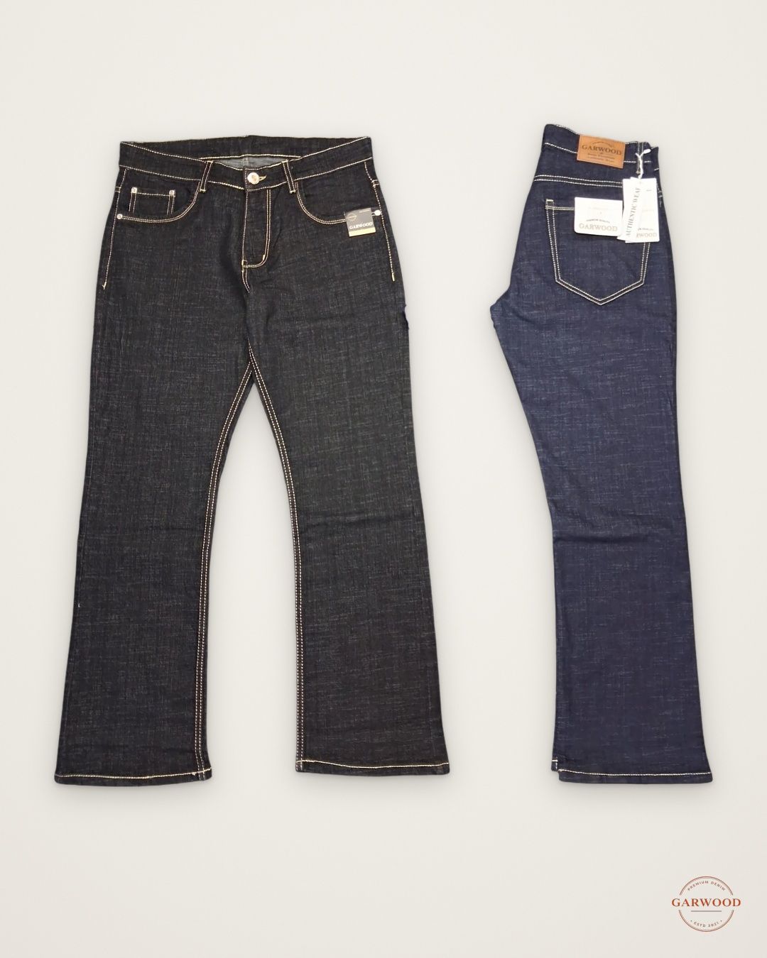Royal Raw Bootcut men's jeans in black and navy